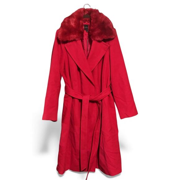 Lane Bryant Red Wool-Blend Coat w/ Removable Faux Fur Collar – Size 18/20 (NEW!) - Picture 1 of 5